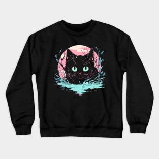 Cottagecore Goth Kawaii Anime Cat Gifts Men Girls Womens Cat Crewneck Sweatshirt